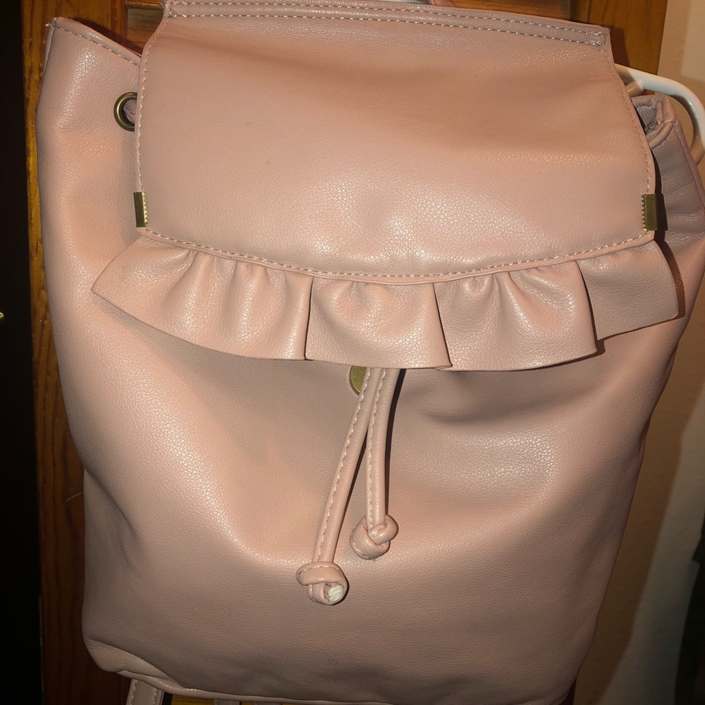 Small Pink Leather Backpack